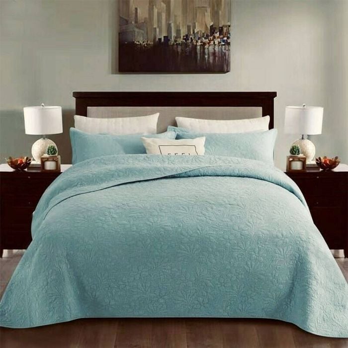 Bloomington 100% Cotton Coverlet Set Floral Turquoise King