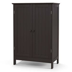 Costway 2-door Cabinet Wooden Storage Cupboard Kitchen Sideboard Brown