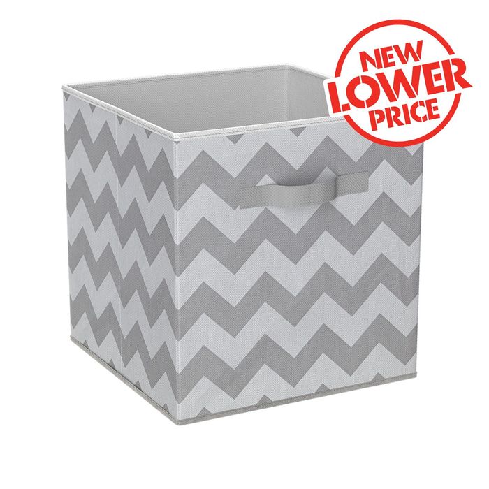 Flexi Storage 270 x 280 x 270mm Cool Grey Chevron Compact Cube Fabric Insert - Cool Grey Chevron Chevron Grey