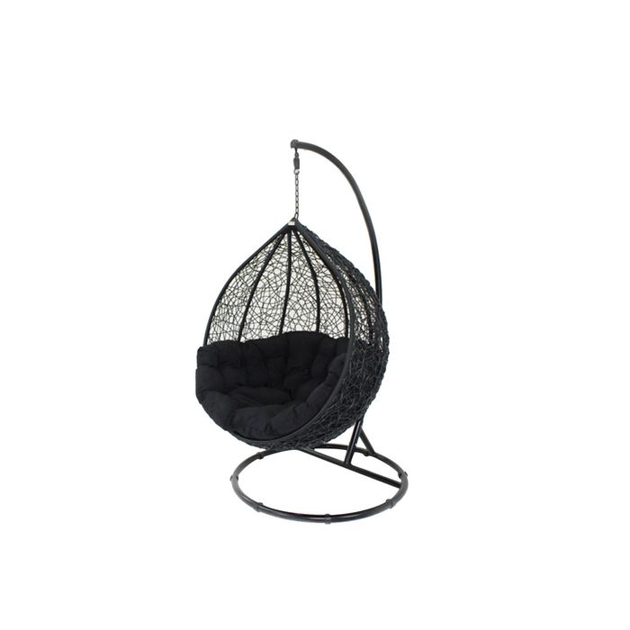 Kakadu Pod Chair - Black Frame with Black Cushion L103 x W110 x H200