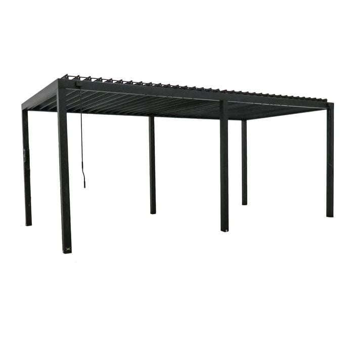 Backyard Discovery Sarasota 6m x 3m Galvanized Steel Louvered Pergola with Adjustable Sunshade Roof and PowerPort