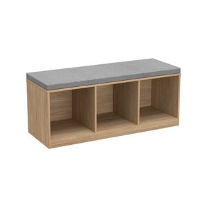Flexi Storage Clever Cube 1070 x 454 x 390mm Oak And Grey 3 x 1 Storage Bench With Cushion