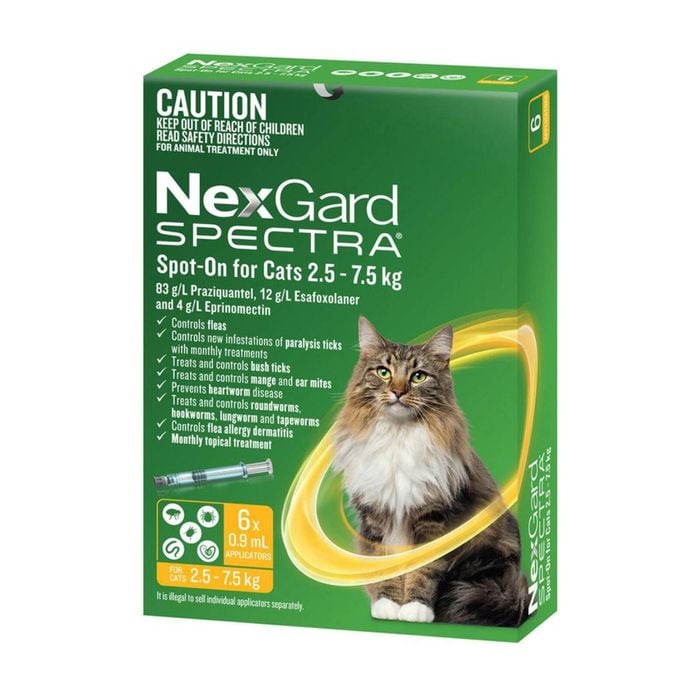 NexGard Spectra Spot-On For Cats 2.5 - 7.5 Kg 6PK  WNGSOCL6