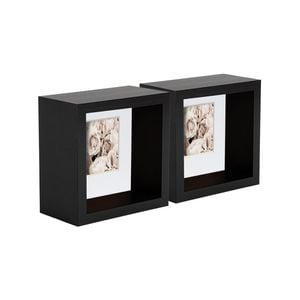Nicola Spring 2 Piece 4 x 4 3D Shadow Deep Box Photo Frame Set - Craft Display Picture Frame with 2 x 2 Mount