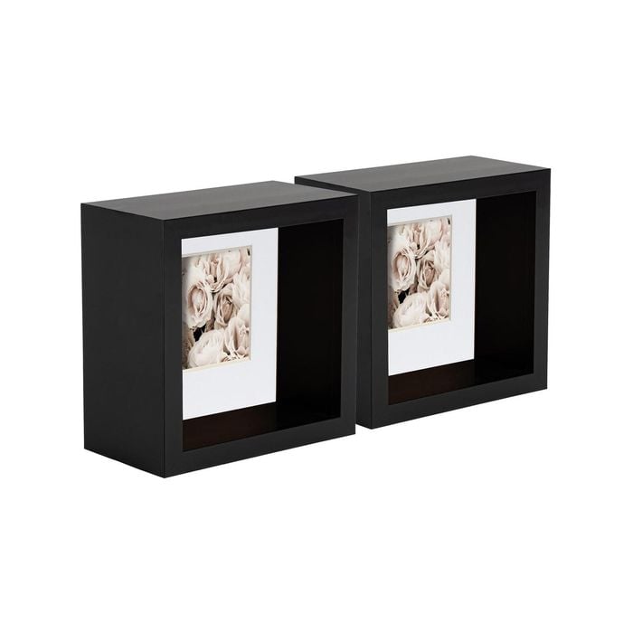 Nicola Spring 2 Piece 4 x 4 3D Shadow Deep Box Photo Frame Set - Craft Display Picture Frame with 2 x 2 Mount