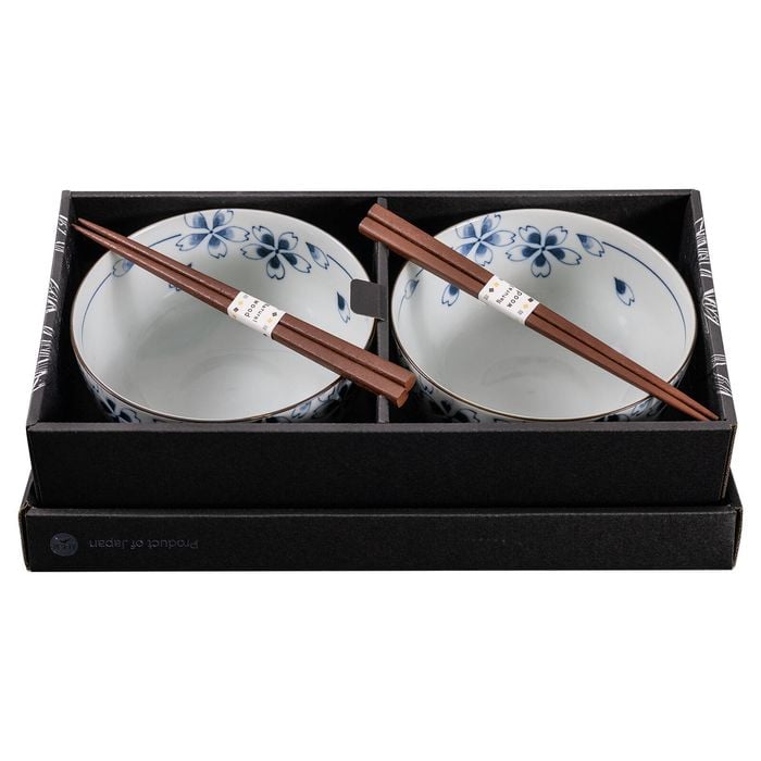 Omotenashi Sakurazukushi Set of 2 Donburi Bowls & Chopsticks