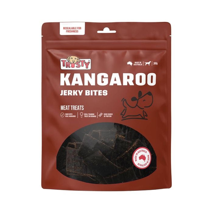 Trusty 300g Kangaroo Jerky Bites Adult Dog Meat Treats