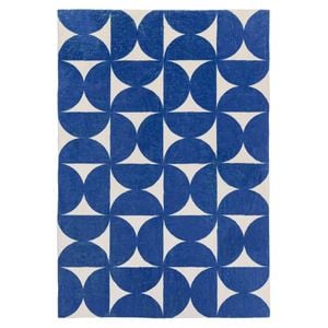Loopsie-180cm X 120cm-tosa Blue And Ivory Geometric Washable Rug