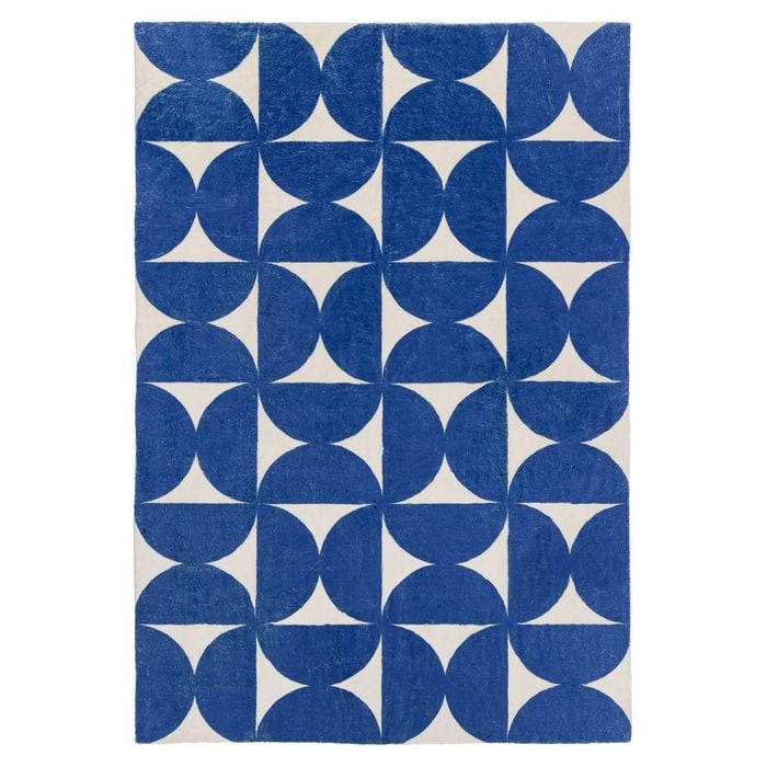 Loopsie-180cm X 120cm-tosa Blue And Ivory Geometric Washable Rug