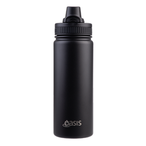 Oasis Challenger Stainless Steel Quick Release Drink Bottle 1.1L - Black