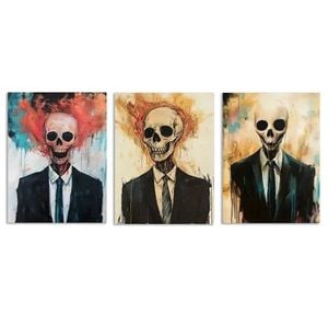 3pcs Suit Skeleton Print 100% Australian Made 3 x 40x60cm (Metal Print)