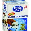 Crystal Wipes Glasses & Screen Wipes Soft Microfibre Lens Cleaner Cloth Watch - 20 Pack