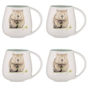 4PK Ashdene Bush Buddies Wombat Snuggle 500ml Mug - White