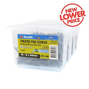 Zenith 10-8 x 50mm Tufcote® Countersunk Rib Head Treated Pine Screws - 500 Pack
