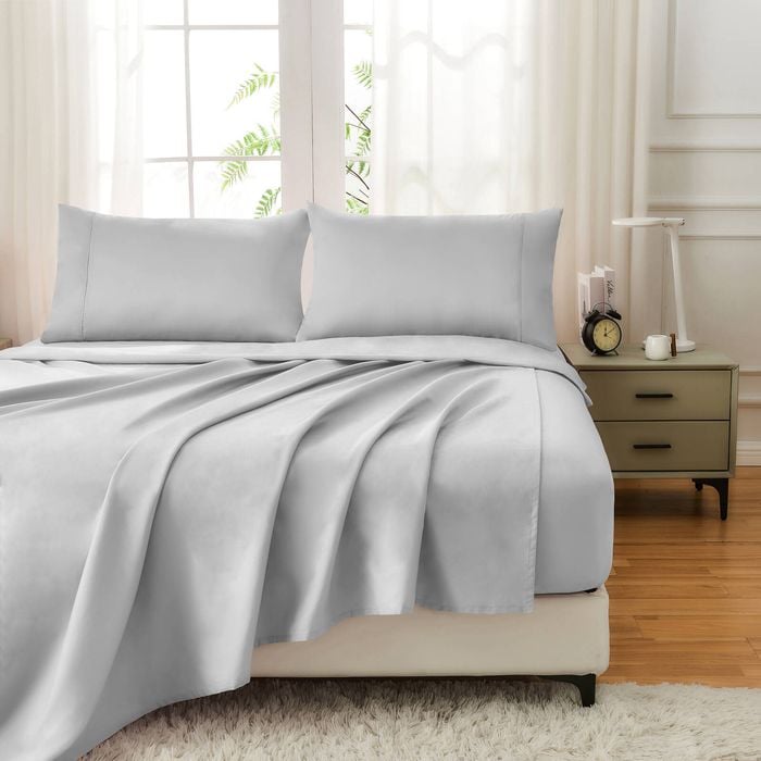 LINENOVA 100% Cotton Luxury Soft Sheet Set-Grey King