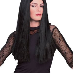 Rubies Morticia Wig Adult 6461 Black Hair Headwear Halloween Party Accessory