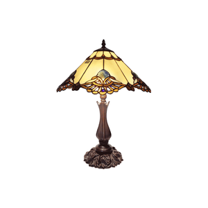 G&g Large Benita Leadlight Tiffany Table Lamp - Jade