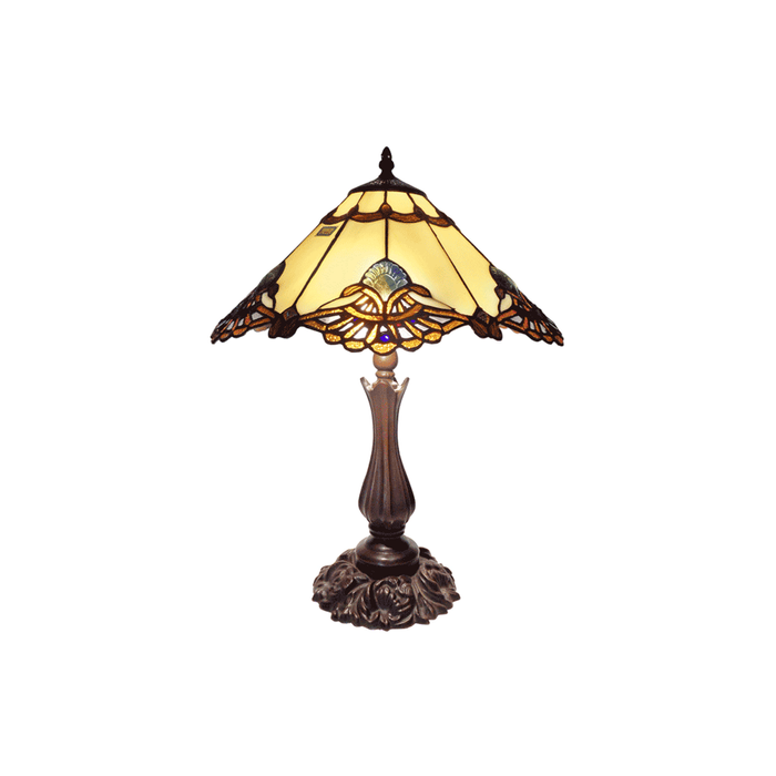 G&g Large Benita Leadlight Tiffany Table Lamp - Jade