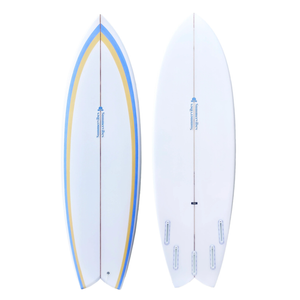 Summer Vibes Fish Swallow Tail Surfboard - Blue / Tan - Blue, 6'0" X 21 1/4" X 2 5/8" 38.5l