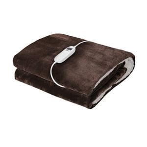 Bedra Bedding Electric Throw Rug Dual Side Heated Blanket Flannel&Sherpa Brown