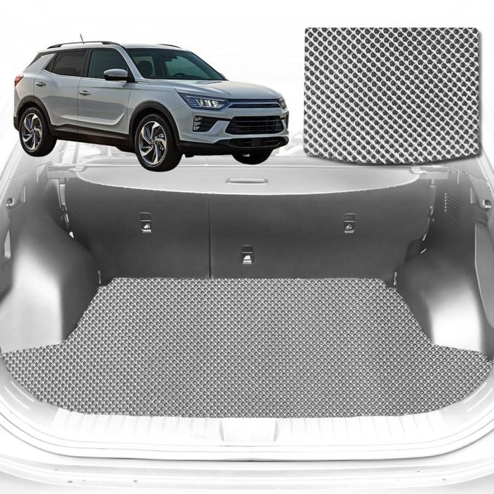 6D Diamond Car Boot Mat for SsangYong Korando C3002019-Current-Cargo Mat-Grey-Outback GT
