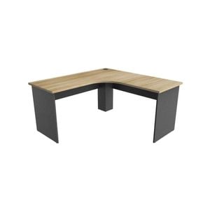 UBIZ Furniture Xavier Manager L-Shape Corner Workstation Computer Office Desk 180cm - Oak & Ironstone