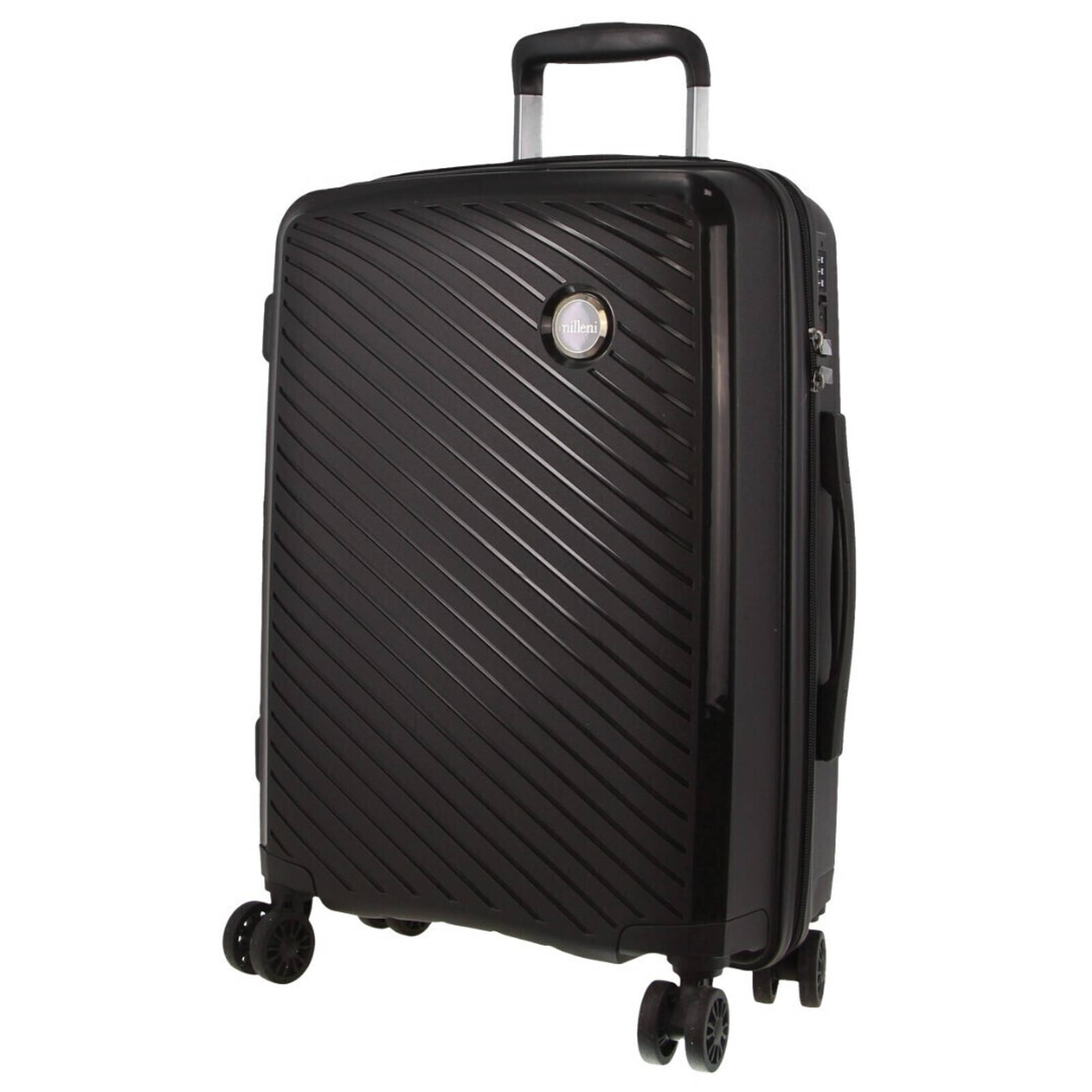 Pierre Cardin Inspired Milleni Cabin Luggage Bag Travel Carry On Suitcase 54cm 39L Black Bunnings Australia