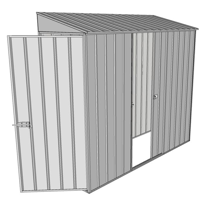 Build-a-Shed 0.8 x 2.3 x 2m Skillion Hinged Door Shed with Single Sliding Door - Zinc