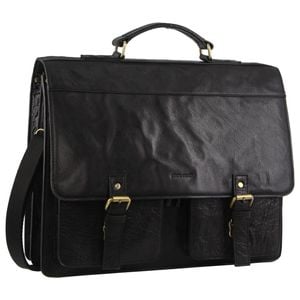 Pierre Cardin Men's Leather Business/computer Shoulder Bag 39x31cm Black