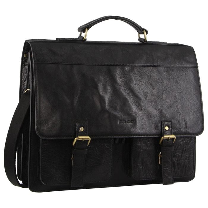 Pierre Cardin Men's Leather Business/Computer Shoulder Bag 39x31cm Black