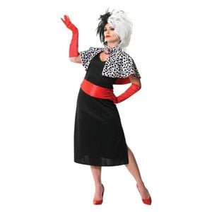 Cruella De Vil Deluxe Adult Halloween Costume with Wig and Cape by Disney, Small
