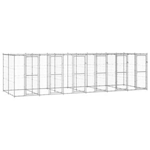 vidaXL Outdoor Dog Kennel Galvanised Steel with Roof 14.52 m²