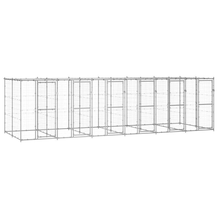 vidaXL Outdoor Dog Kennel Galvanised Steel with Roof 14.52 m²