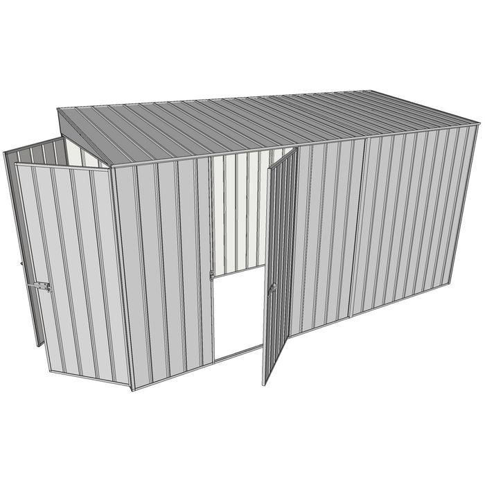 Build-a-Shed 1.5 x 3.7 x 2m Single Hinged Side Door Skillion Shed - Zinc