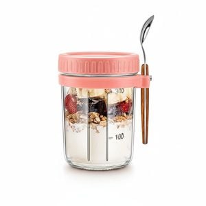 Overnight Oats Jars Set of 6,  Airtight Yogurt Oatmeal Containers with Lids & Spoons