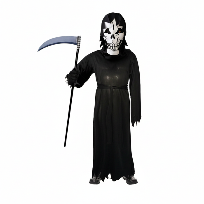 More Than Party Grave Ghoul Kids Halloween Costume Skull Mask Hood Tunic 10-12y