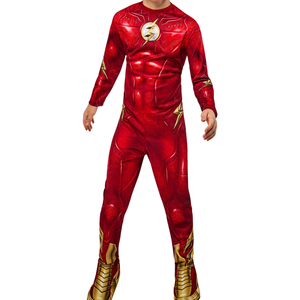 The Flash Costume Mens Halloween Fancy Dress Superhero Jumpsuit Mask Red