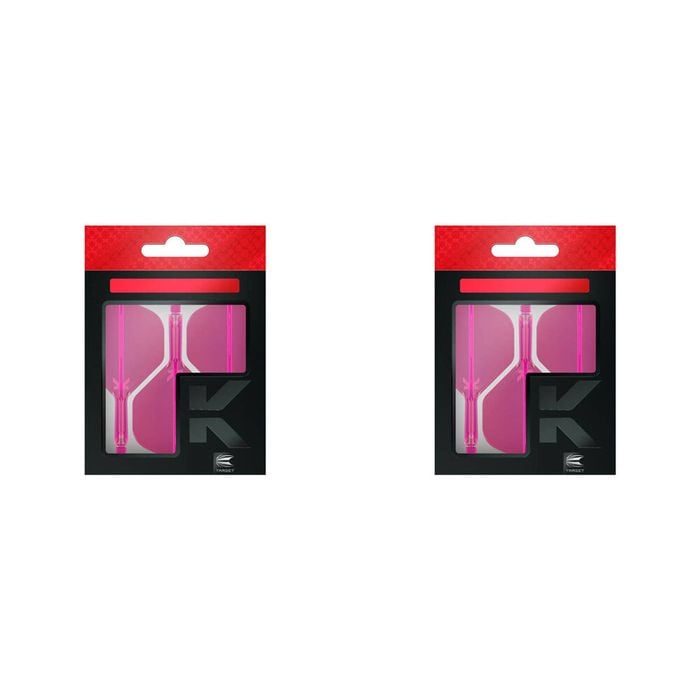 6pc Target K-Flex No 2 Dart Flight & Shaft Short 19mm - Neon Pink