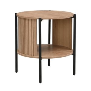 Design Square Lior Open Shelf Side End Lamp Table Oak