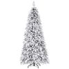 P&P White 7FT Snow Flocked Pencil Christmas Tree 350 LEDs PVC+PE Tips