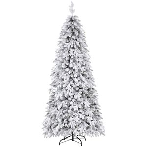 P&P White 7FT Snow Flocked Pencil Christmas Tree 350 LEDs PVC+PE Tips