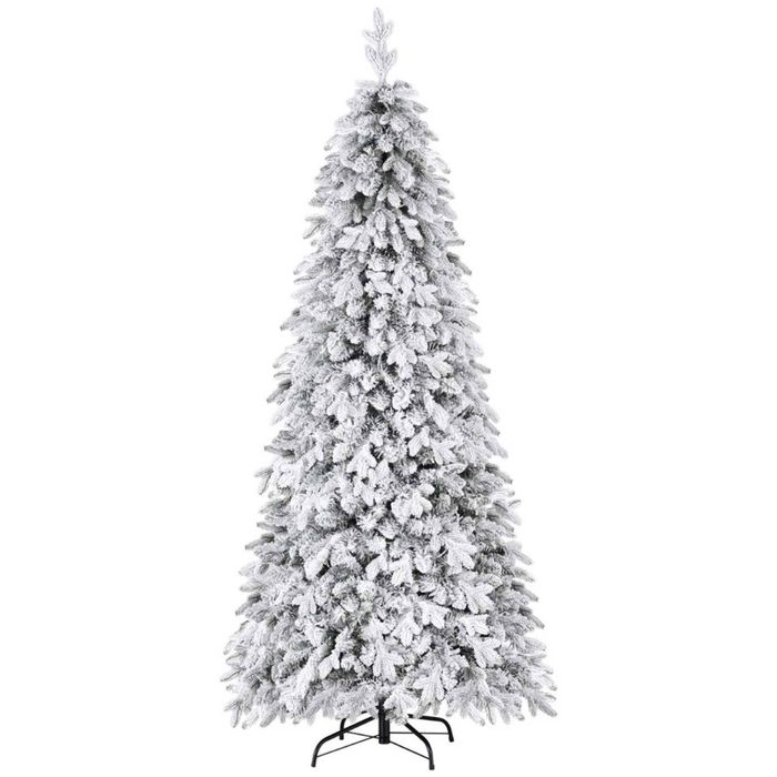 P&P White 7FT Snow Flocked Pencil Christmas Tree 350 LEDs PVC+PE Tips