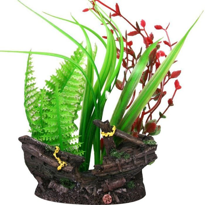 Aqua One Ruined Ship And Plant Ornament (36357)