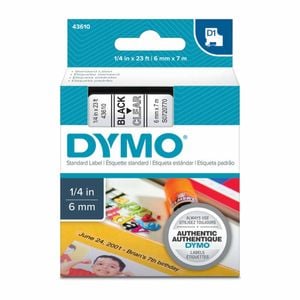 Dymo D1 Label Cassette 6mm X 7m - Black On Clear