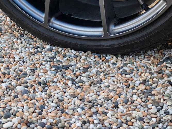 car tire on a pebble wy