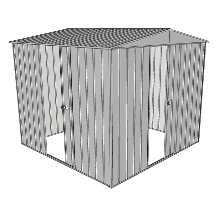 Build-a-Shed 2.3 x 2.3 x 2.3m Front Gable Two Single Sliding Door Shed - Zinc