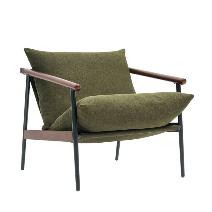 Zinus Premium Sling Accent Chair Wood & Metal Frame Armchair with Foam Cushion