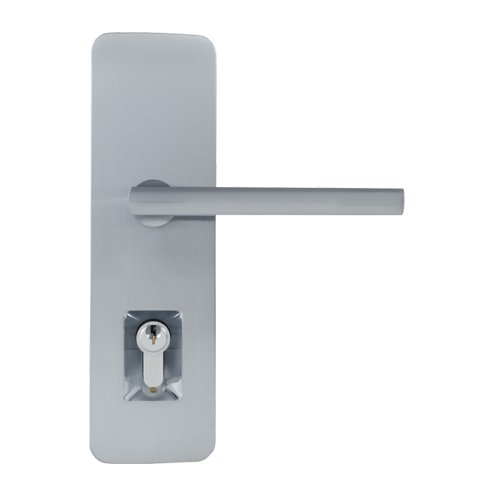 Trilock Cove Lianna Double Cylinder Entrance Lever Set in Satin Chrome