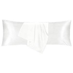 LINENOVA 2pcs Luxury Silk Satin Pillow Cases Pillowcase Cushion Covers - Body,Pure white