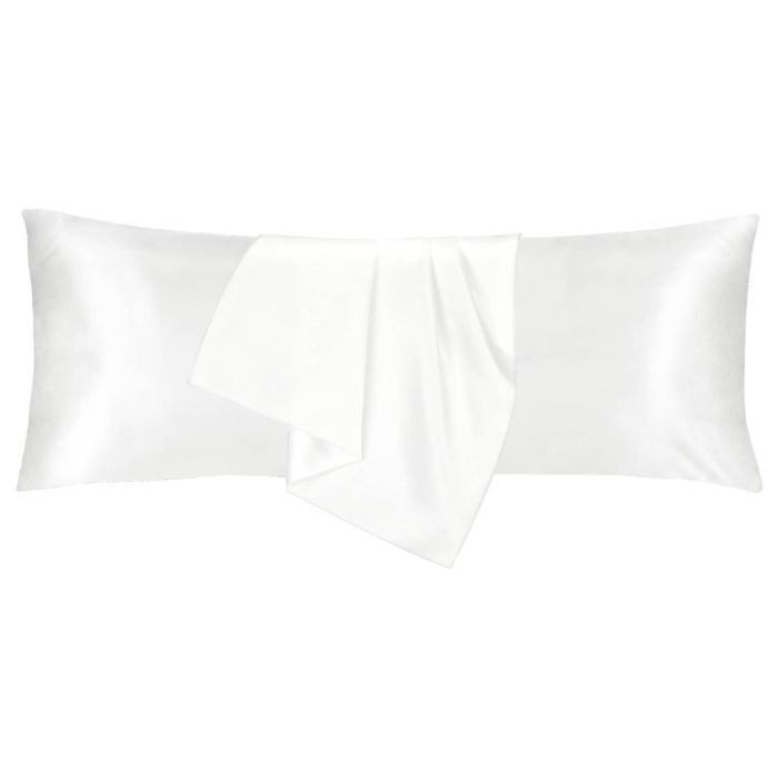 LINENOVA 2pcs Luxury Silk Satin Pillow Cases Pillowcase Cushion Covers - Body,Pure white